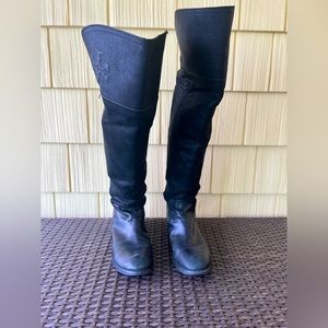 Black Tory Burch over the knee back zip boots